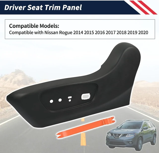 Alt view image 2 of 7 - 87380-4BB3A Driver Seat Trim Panel Compatible with Nissan Rogue 2014 2015 2016 2017 2018 2019 2020, Automatic Left Side Front Seat Outer Trim Finisher