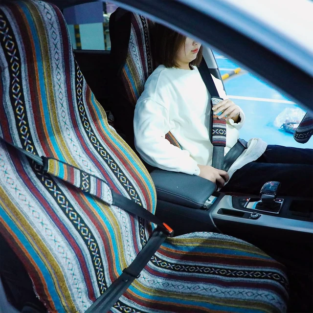 Alt view image 4 of 7 - 14 Pcs Baja Saddle Blanket Car Seat Covers Full Set, Stripe Style