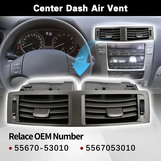 Alt view image 2 of 7 - Center Dash Air Vent Panel Instrument AC Heater Compatible With Toyota Lexus IS250 IS350 IS F 2006 2007 2008 2009 Dashboard Air Conditioning Outlet With Hand Wheels Replace For 55670-53010 5567053010