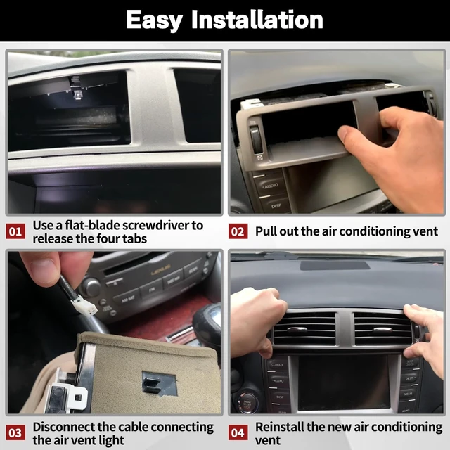 Alt view image 6 of 7 - Center Dash Air Vent Panel Instrument AC Heater Compatible With Toyota Lexus IS250 IS350 IS F 2006 2007 2008 2009 Dashboard Air Conditioning Outlet With Hand Wheels Replace For 55670-53010 5567053010