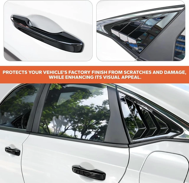 Alt view image 3 of 6 - for 11th Gen Honda Civic Accessories 2022-2026, 6pcs Exterior Trim Set - Door Handle Covers&Triangle Window Covers (Glossy Black)