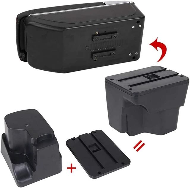 Alt view image 4 of 7 - Armrest Box for Kia Rio 2012-2016 Double Layer Front Center Console Black Leather with Charging 7 USB Ports
