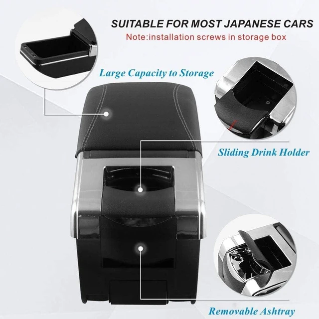 Alt view image 7 of 7 - Armrest Box for Kia Rio 2012-2016 Double Layer Front Center Console Black Leather with Charging 7 USB Ports