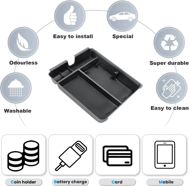 Alt view image 4 of 7 - 5PCS Center Console Organizer Compatible with 2023-2026 Honda Pilot/2026 Honda Passport Drawer Storage Tray Armrest Divider Tray &Insert Hidden Storage Box Interior Accessories
