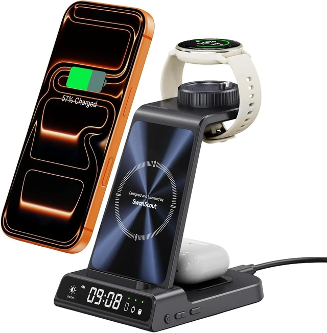 Main image of Charger for Garmin Watch and iPhone, 3 in 1 Wireless Charging Station