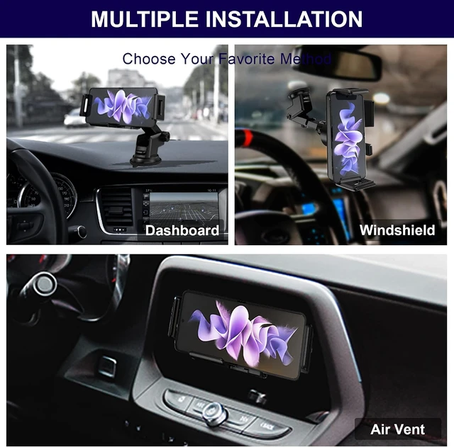 Alt view image 3 of 7 - 15W Qi Wireless Car Charger Auto-Rotating Dual Coils Fast Charging Vent/Dashboard Phone Mount Holder for Galaxy Z Fold 8u/7/6/S24, iPhone 17/16/15/14 Pro Max, Google Pixel 8/7 Pro (L)