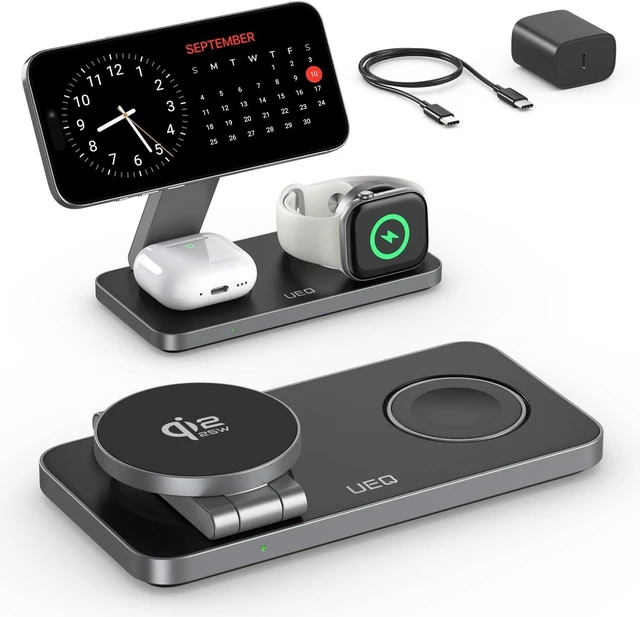 Main image of 3-in-1 Charging Station for Devices,QI2.2 25W Ultra-Fast Magnetic Wireless Charger Stand,Compatible with MagSafe,Foldable Travel Charger for iPhone Air/17/16/15/14/13/12, Watch,AirPods