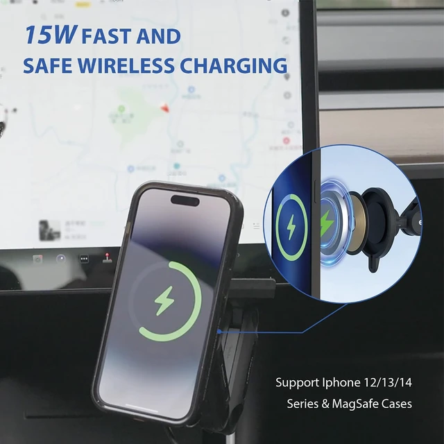 Alt view image 2 of 7 - Magnetic Wireless Car Charger Mount for 2023 Tesla Model 3/Y