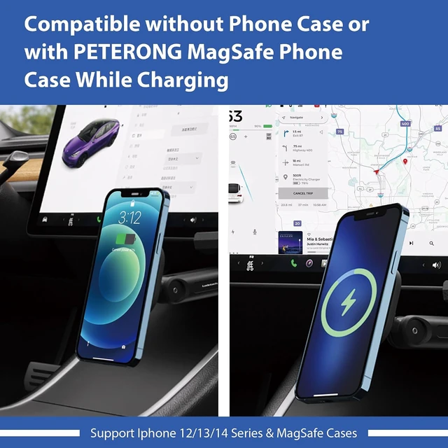 Alt view image 3 of 7 - Magnetic Wireless Car Charger Mount for 2023 Tesla Model 3/Y