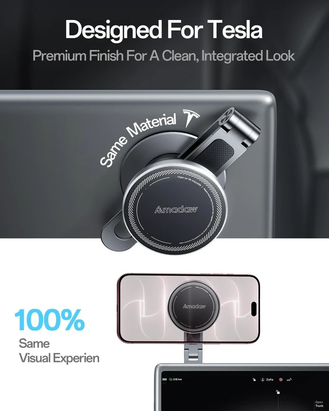 Alt view image 2 of 7 - Tesla Phone Mount with Tesla-Matched Material, Strong Magnetic Hold