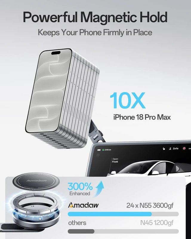 Alt view image 3 of 7 - Tesla Phone Mount with Tesla-Matched Material, Strong Magnetic Hold