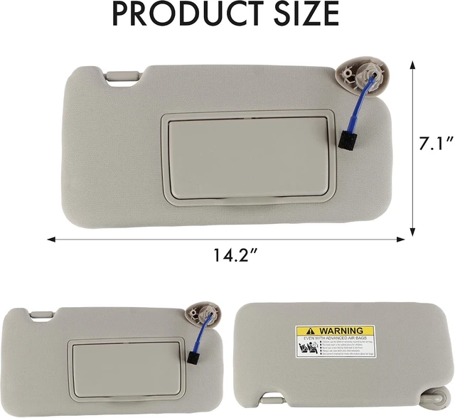 Alt view image 3 of 7 - PEVEST Sun Visor with Lights&Mirror LH Driver Side-Platinum Gray Interior for Honda HR-V EX-L/EX/LX/Sport 2016-2022