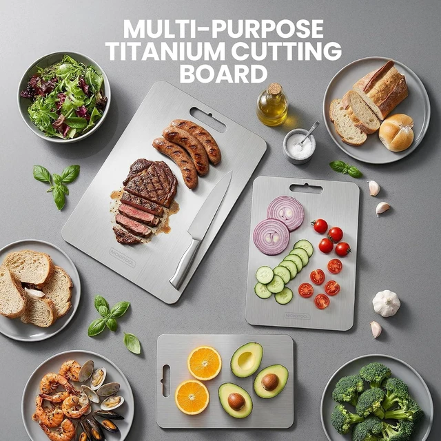 Alt view image 7 of 7 - Titanium Cutting Board Set of 3 with Cut-Resistant Gloves