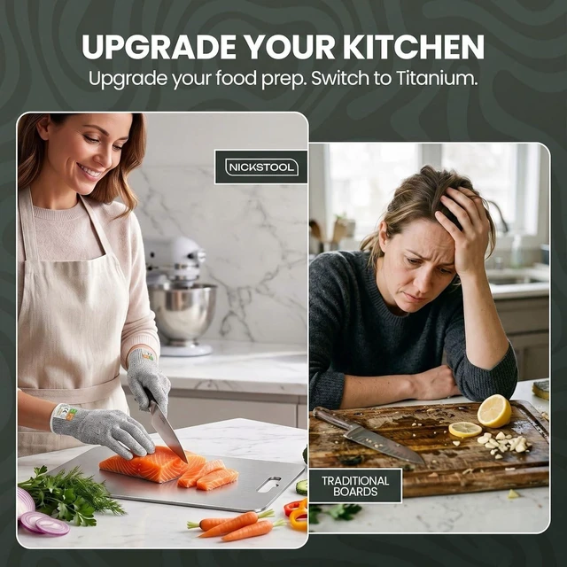 Alt view image 4 of 7 - Titanium Cutting Board Set of 3 with Cut-Resistant Gloves