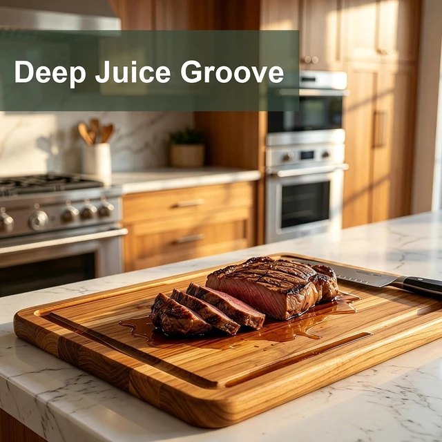Alt view image 7 of 7 - 3 Pcs Teak Wood Cutting Board Set with Fast Drying Stand for Kitchen