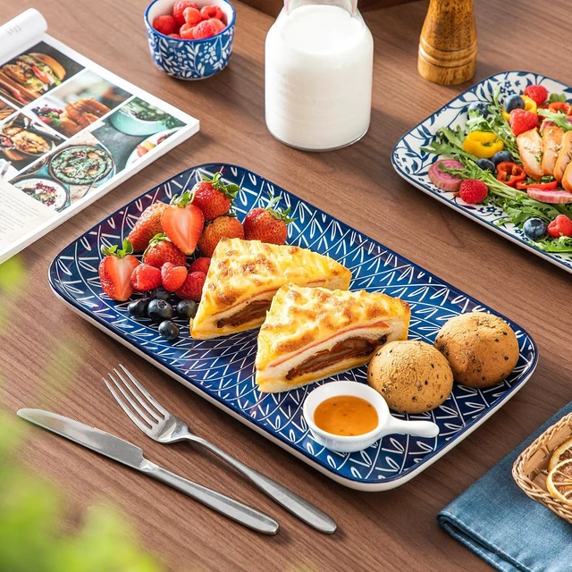 Alt view image 3 of 7 - SELENE Porcelain Serving Platters Set of 3, 16/14/12 Inch