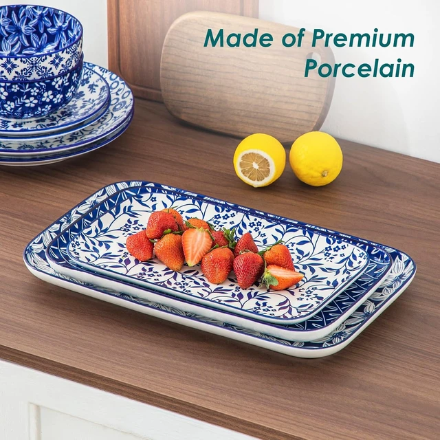 Alt view image 4 of 7 - SELENE Porcelain Serving Platters Set of 3, 16/14/12 Inch