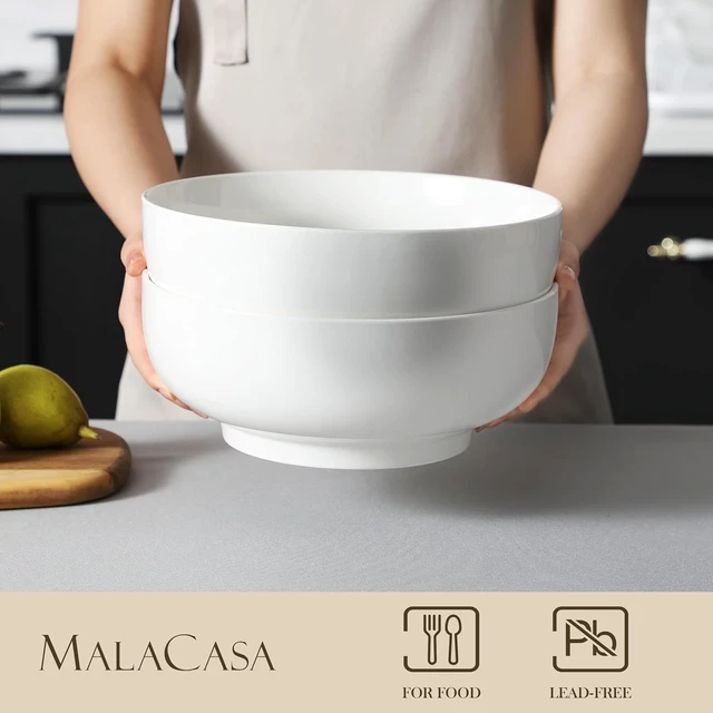 Alt view image 3 of 7 - Large Serving Bowls, 114 OZ(10") Ceramic Salad Bowls Set of 2