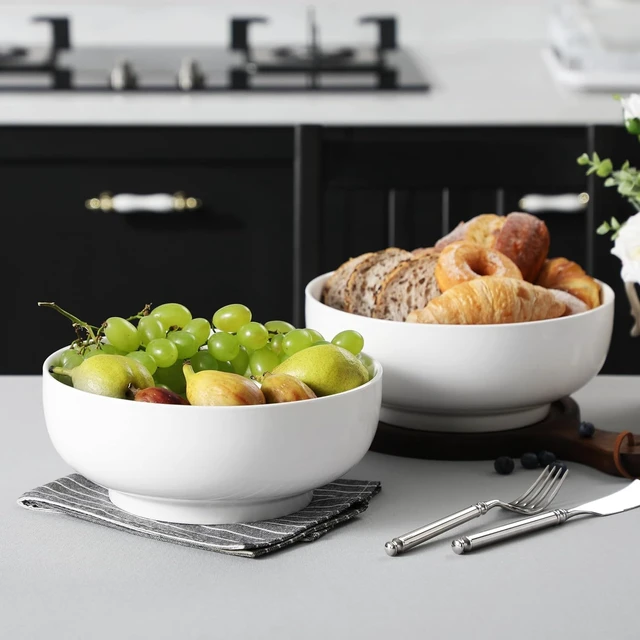 Alt view image 7 of 7 - Large Serving Bowls, 114 OZ(10") Ceramic Salad Bowls Set of 2