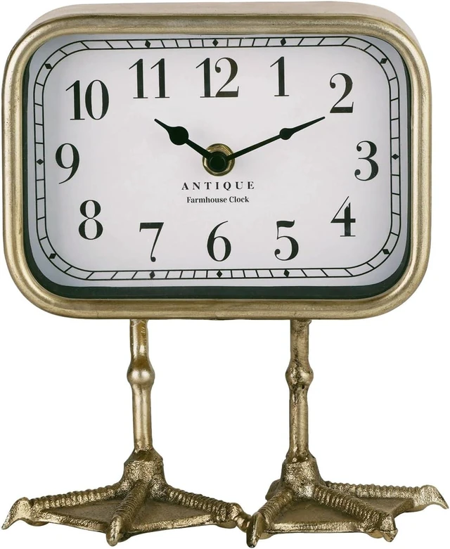Main image of Vintage Table Top Clock, Cute Duck Paw Silent Shelf Desk Clock Battery Operated, Home Decor for Living Room, Mantel, Bedroom, Bedside - Gold