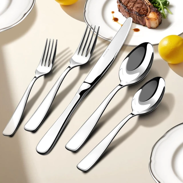 Alt view image 2 of 7 - 18/10 Silverware Set for 8, 40 Piece Stainless Steel Flatware Set Cutlery