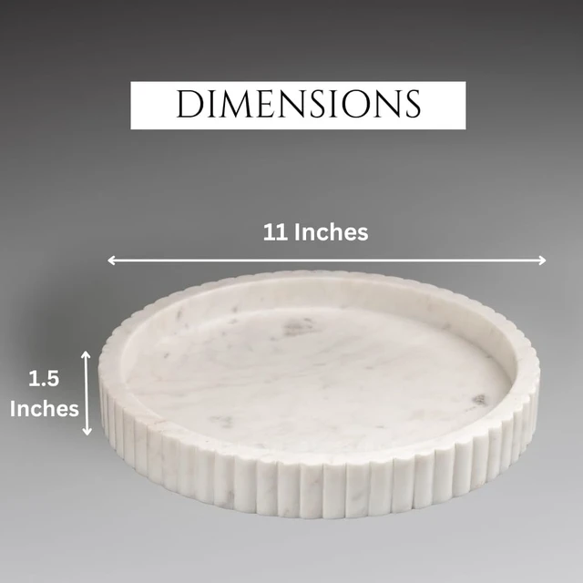 Alt view image 3 of 7 - Handcrafted Marble Round Decorative Tray, Catch-All, 11"