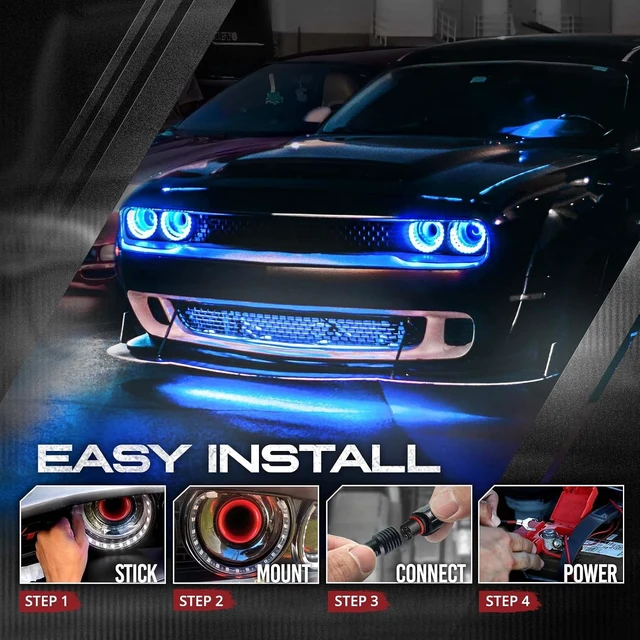 Alt view image 3 of 7 - Aura RGB Halo Accent Lights for Dodge Challenger 2008-2023