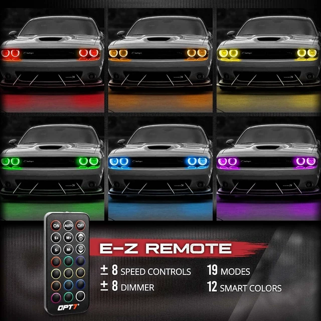 Alt view image 5 of 7 - Aura RGB Halo Accent Lights for Dodge Challenger 2008-2023