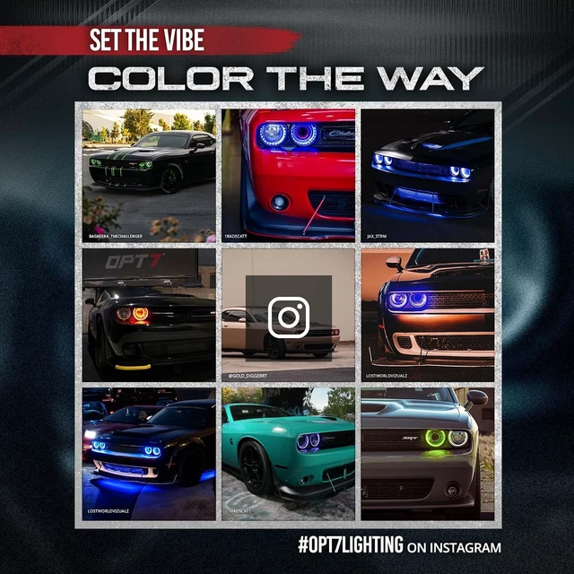 Alt view image 6 of 7 - Aura RGB Halo Accent Lights for Dodge Challenger 2008-2023