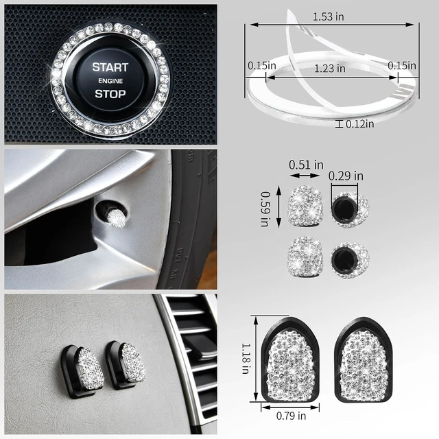 Alt view image 5 of 7 - 30 PCS Bling Diamond Car Accessories Set for Women, Bling Steering Wheel Covers 15 Inch, Shining Rhinestone License Plate Frame, Sparkly Phone Holder, Cute Interior Set Decorations, Silver