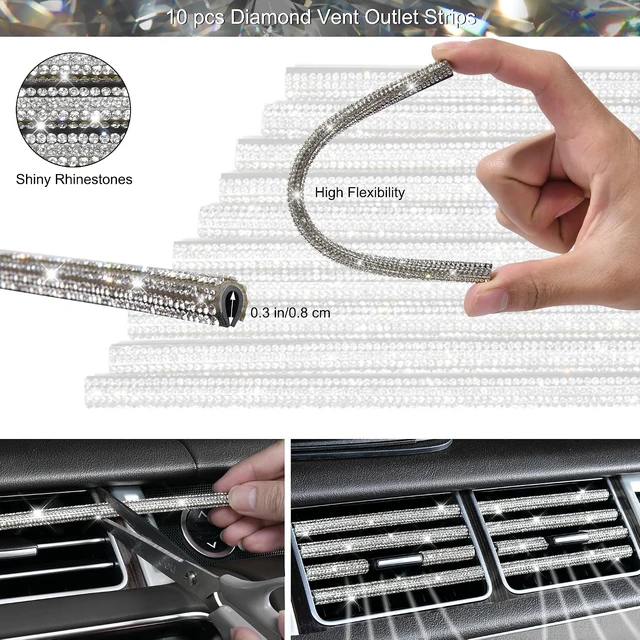 Alt view image 7 of 7 - 30 PCS Bling Diamond Car Accessories Set for Women, Bling Steering Wheel Covers 15 Inch, Shining Rhinestone License Plate Frame, Sparkly Phone Holder, Cute Interior Set Decorations, Silver