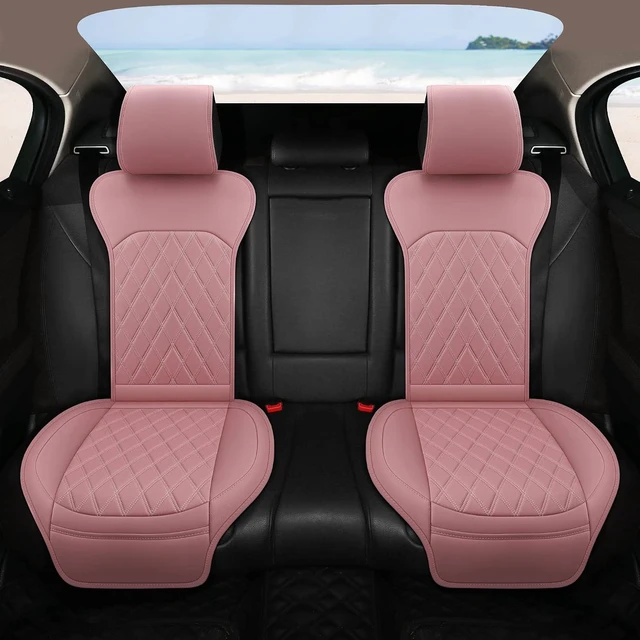 Alt view image 3 of 7 - Universal Front Leather Car Seat Covers Pink 2 Pcs Luxury Seat Covers, Anti-Slip Waterproof Auto Driver Cushions Fit SUV Pickup Van Sedan, Chevy Silverado GMC Sierra Dodge Ram Tacoma Ford