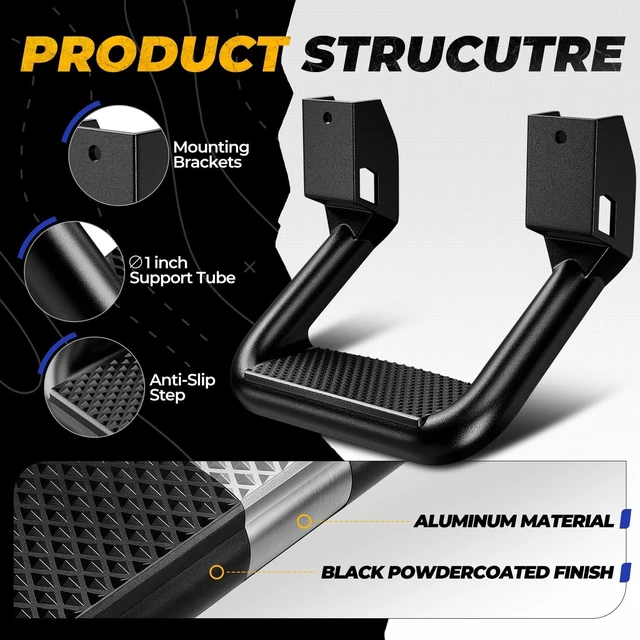 Alt view image 3 of 7 - Universal Side Step for Pickups & Trucks, Aluminum, Black Coated, Set of 2