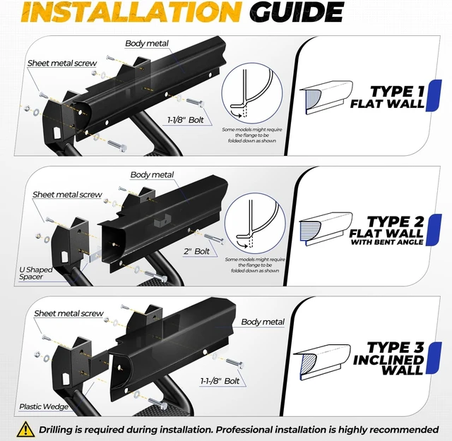 Alt view image 7 of 7 - Universal Side Step for Pickups & Trucks, Aluminum, Black Coated, Set of 2