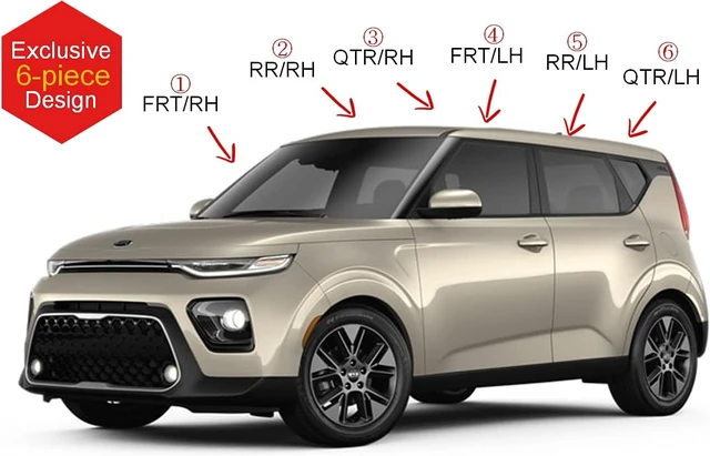 Alt view image 3 of 5 - AUTOCLOVER Tape-On Rain Guards Window Visors 6 Pcs Set for Kia Soul 2020 2021 2022 2023 2024 2025 / Window Deflectors, Out-Channel Vent Shades (Smoked)