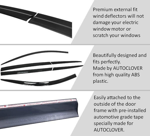 Alt view image 5 of 5 - AUTOCLOVER Tape-On Rain Guards Window Visors 6 Pcs Set for Kia Soul 2020 2021 2022 2023 2024 2025 / Window Deflectors, Out-Channel Vent Shades (Smoked)