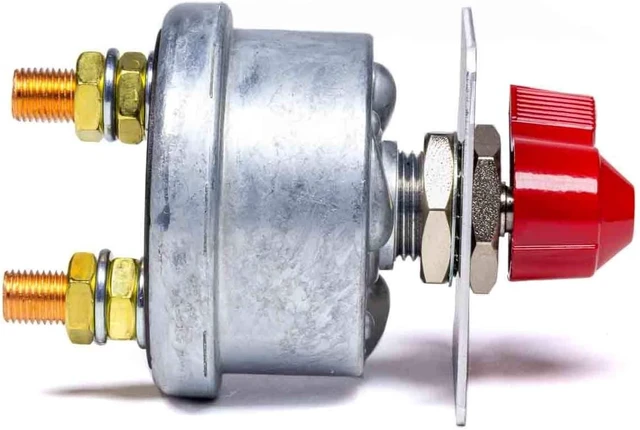 Alt view image 2 of 4 - 55-010 Red 2-1/2" High x 2-1/2" Wide Handle Battery Master Disconnect Switch with Black Mounting Panel