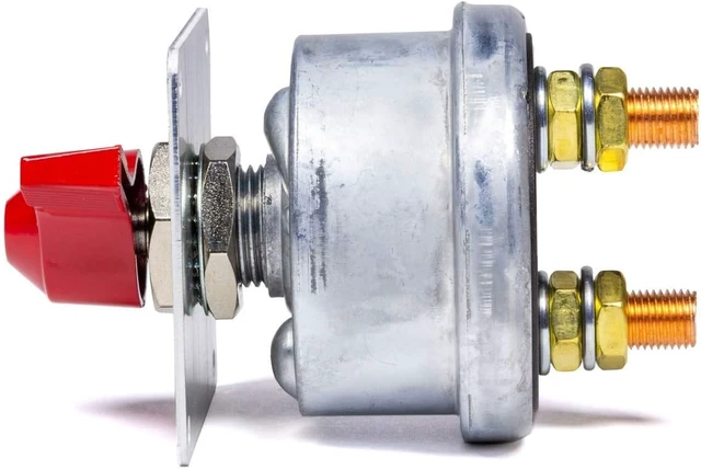 Alt view image 4 of 4 - 55-010 Red 2-1/2" High x 2-1/2" Wide Handle Battery Master Disconnect Switch with Black Mounting Panel