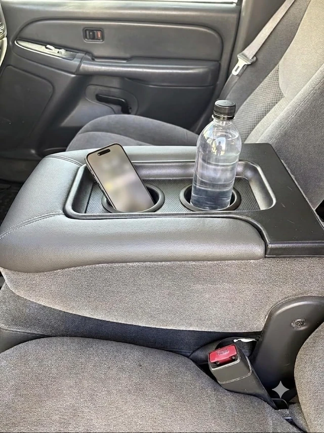 Alt view image 2 of 6 - Center Console Lid with Cup Holders for 1999-2007 Chevy Silverado Sierra Dark Grey