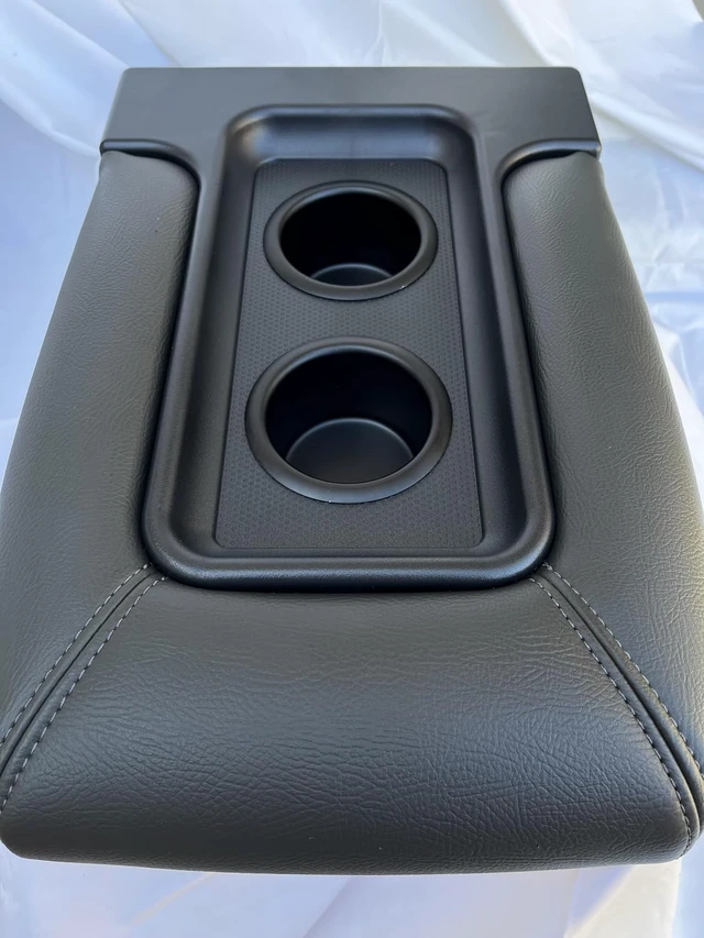 Alt view image 3 of 6 - Center Console Lid with Cup Holders for 1999-2007 Chevy Silverado Sierra Dark Grey