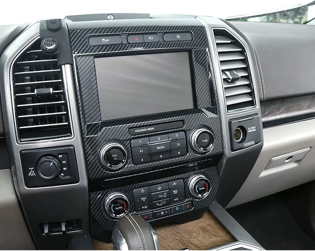 Alt view image 2 of 5 - for F150 ABS Carbon Fiber Center Console Navigation GPS Decorative Trim for 2015 2016 2017 2018 Ford F150, 1pc