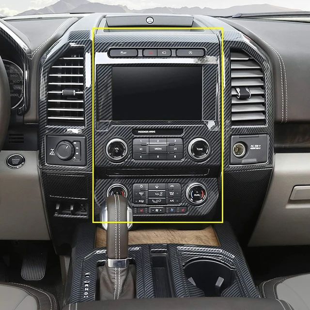 Alt view image 4 of 5 - for F150 ABS Carbon Fiber Center Console Navigation GPS Decorative Trim for 2015 2016 2017 2018 Ford F150, 1pc