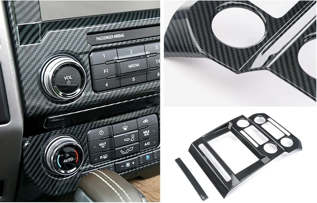 Alt view image 3 of 5 - for F150 ABS Carbon Fiber Center Console Navigation GPS Decorative Trim for 2015 2016 2017 2018 Ford F150, 1pc