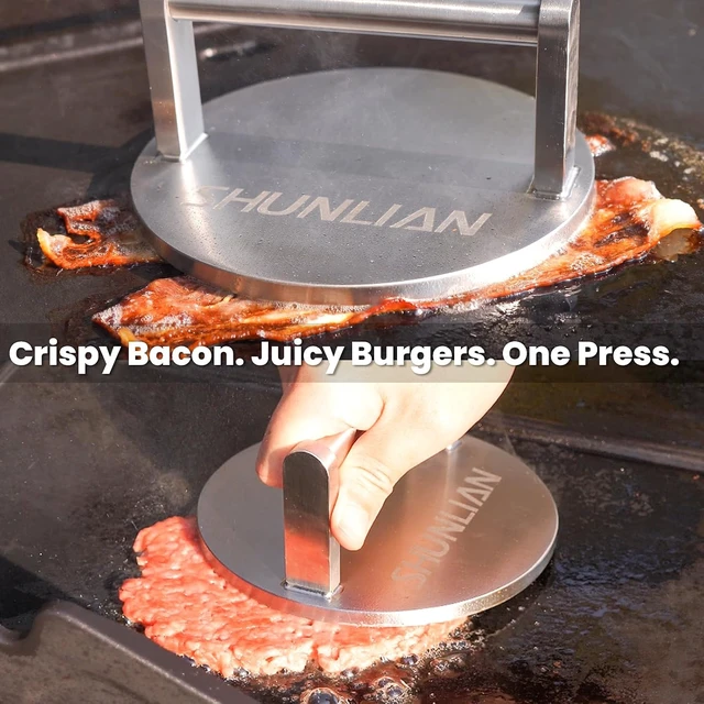Alt view image 3 of 6 - 3.1lb Smash Burger Press 6" Stainless Steel Burger Smasher Tool