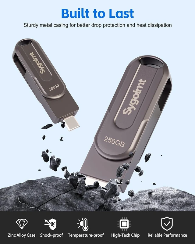 Alt view image 7 of 7 - 256GB USB Flash Drive for iPhone Photo Stick Thumb Drive, 2-in-1 USB C + USB A, External Storage Jump Drive for Picture Video Data Backup, High Speed Memory Stick USB Drive for iPhone/iPad/Android/PC