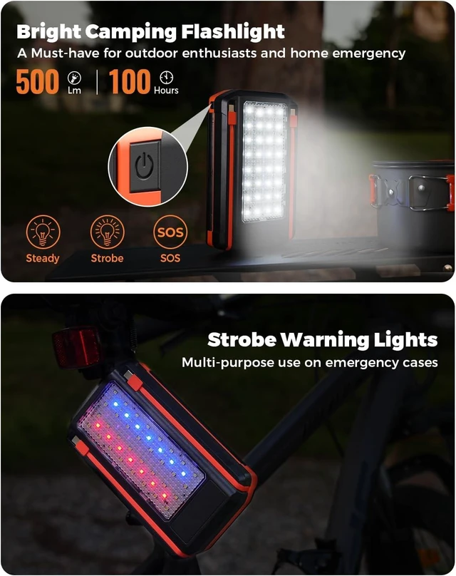 Alt view image 3 of 7 - Solar Power Bank with 3 Panels Portable Charger Built-in 2 Cables