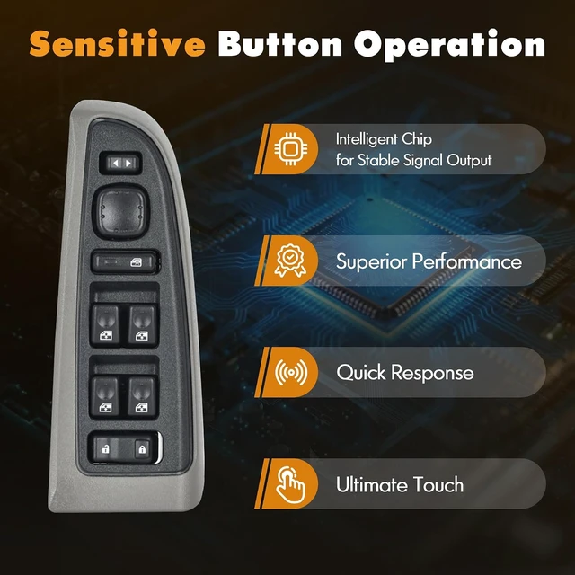 Alt view image 4 of 7 - 15883323 Front Driver Side Power Window Switch Door Lock GrayBezel