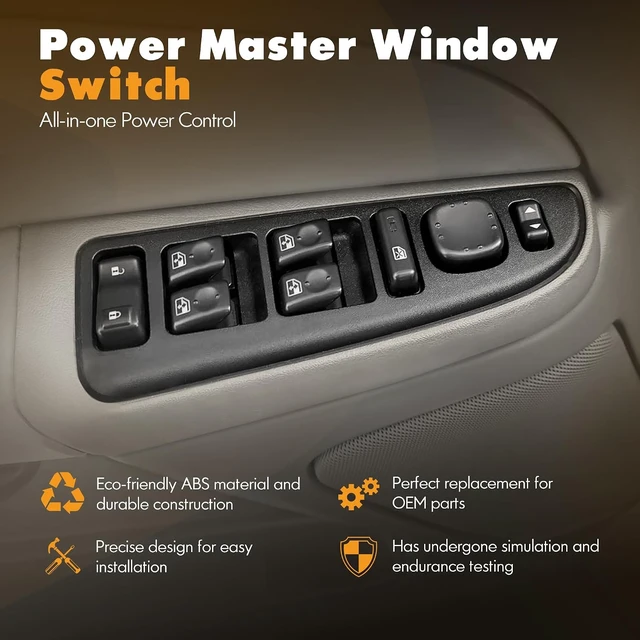 Alt view image 2 of 7 - 15883323 Front Driver Side Power Window Switch Door Lock GrayBezel