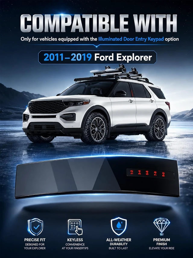 Alt view image 2 of 7 - Front Door Keyless Entry Keypad Fit for Ford Explorer 2011-2019 B Pillar Trim Molding Panel Applique Driver Side Replacement Replaces DB5Z-7820555-AC DB5Z-7820555-AB DB5Z7820555AC