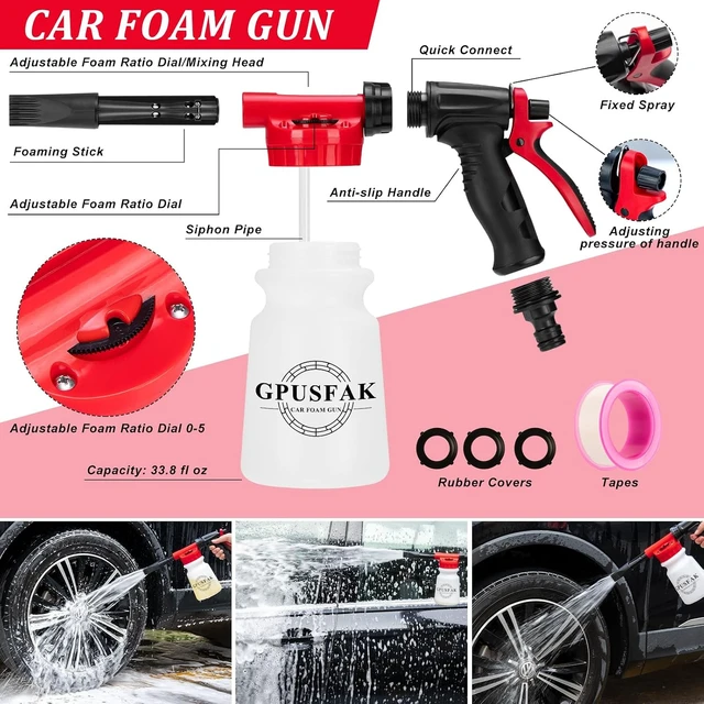 Alt view image 4 of 7 - 46Pcs Car Wash Cleaning Kit with Foam Gun Sprayer Detailing Brushes Car Vacuum Collapsible Bucket Windshield Cleaning Tool Tire Brush Towels Complete Interior Exterior Detailing Set for Car